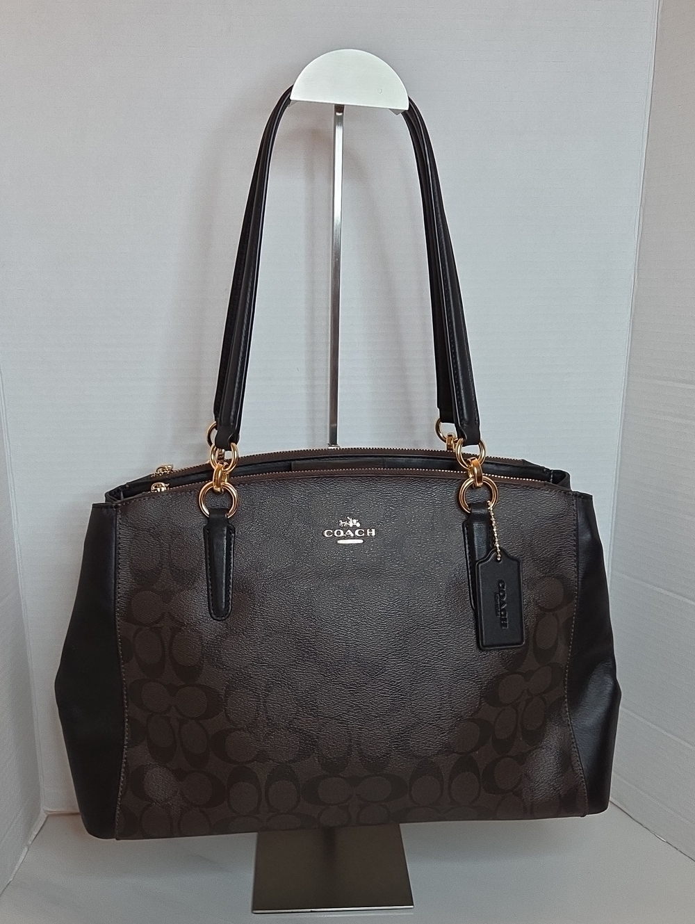 Coach Large Christie Carryall In Signarure Black/ Brown - Style # F58305